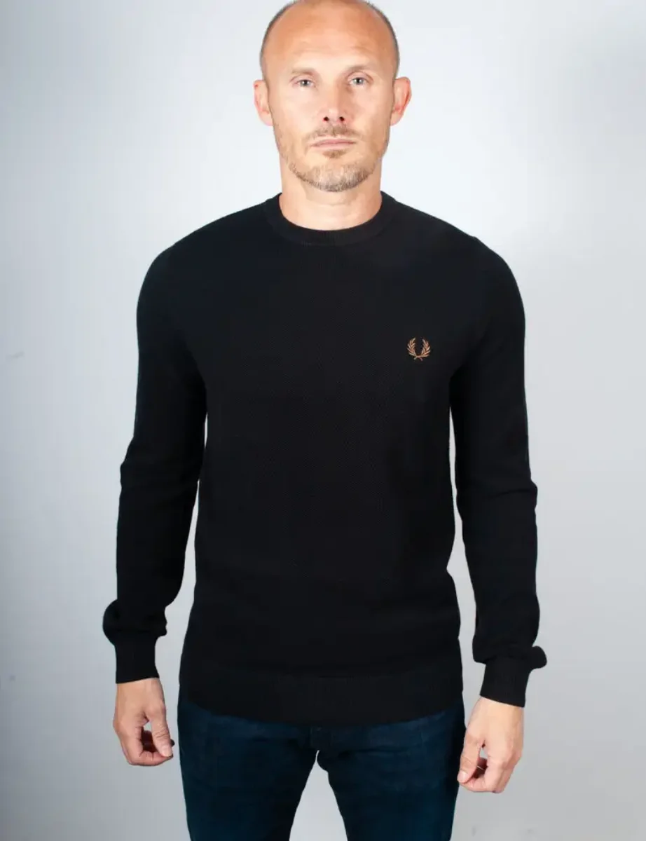 Fred Perry Pique Stitch Jumper | Black