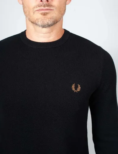 Fred Perry Pique Stitch Jumper | Black
