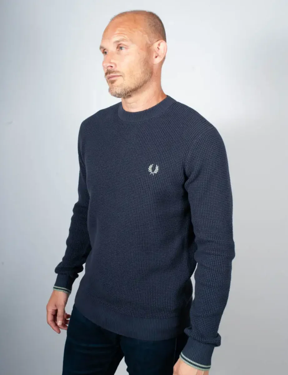 Fred Perry Waffle Stitch Jumper | Dark Airforce 