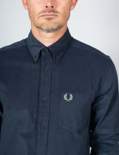 Fred Perry Needle Cord Shirt | Dark Airforce
