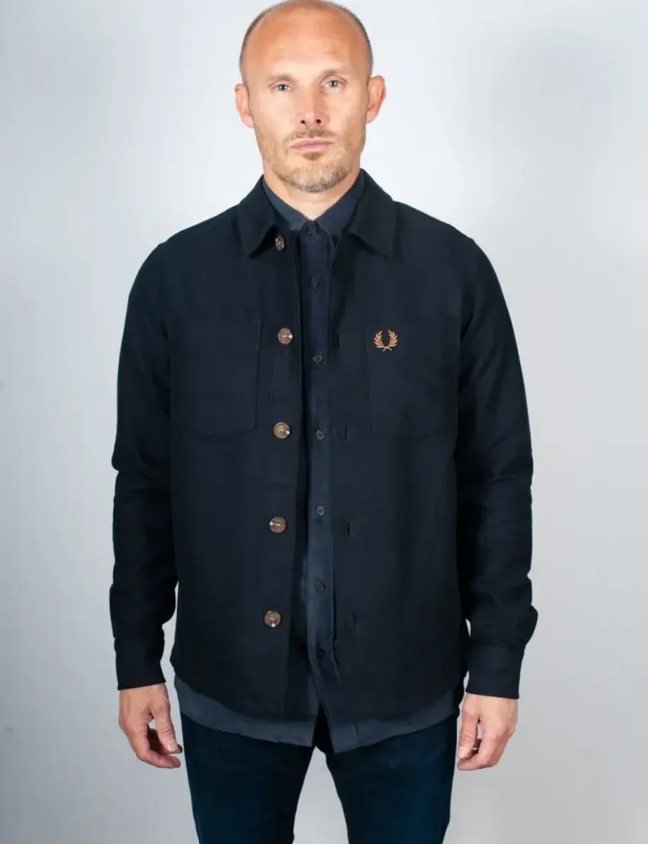 Fred Perry Brushed Twill Overshirt | Navy