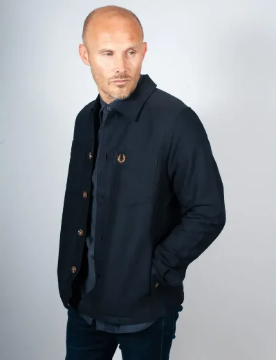 Fred Perry Brushed Twill Overshirt | Navy
