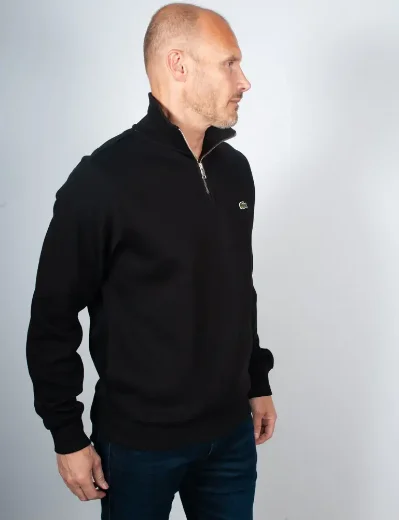 Lacoste Zip-Up High Neck Interlock Sweatshirt | Black