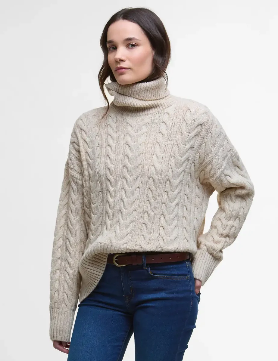 Barbour Womens Embleton Roll Neck Jumper | Birch