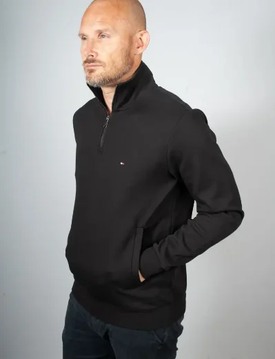 Picture of Tommy Hilfiger Essential Intechno Quarter Zip Sweater | Black