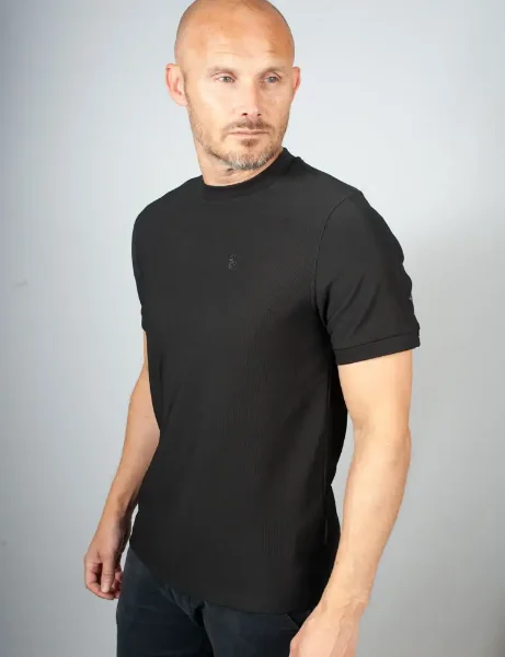 Luke Keswick Rib Detail Crew T-shirt | Black Luke Keswick Rib Detail Crew T-shirt | Black