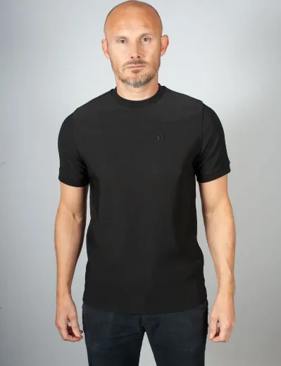 Luke Keswick Rib Detail Crew T-shirt | Black