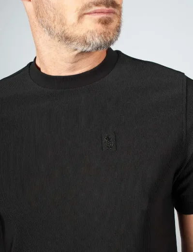 Luke Keswick Rib Detail Crew T-shirt | Black