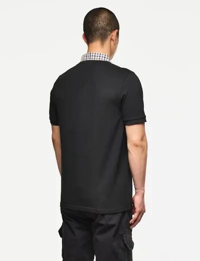 Weekend Offender Cray Check Collar Polo Shirt | Black