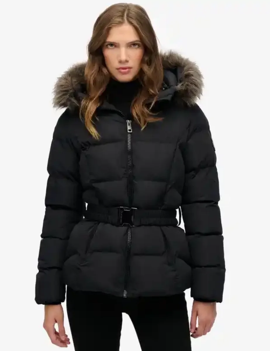 Picture of Superdry Womens Fuji Belted Puffer Jacket | Black