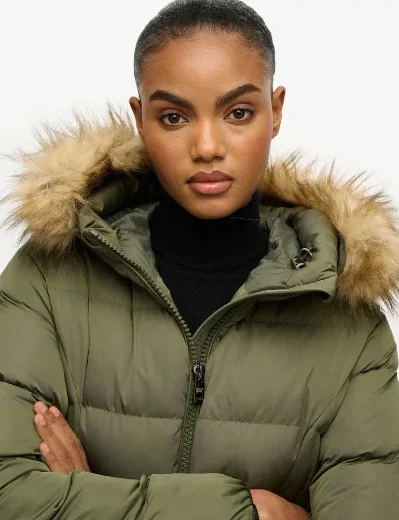 Superdry Womens Fuji Belted Puffer Jacket | Beetle Green