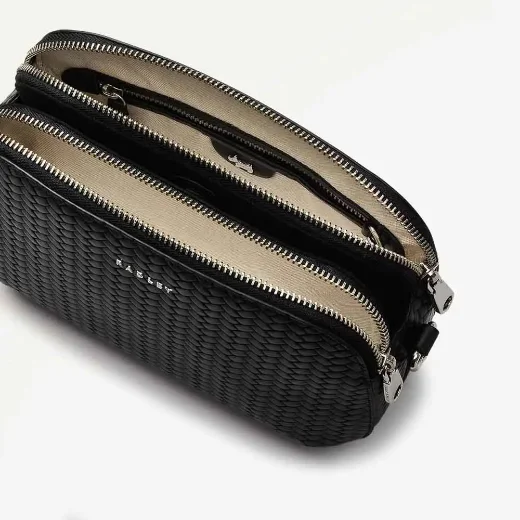 Radley Dukes Place Medium Zip-top Crossbody / Black Weave