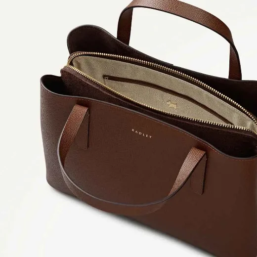 Radley Dukes Place Textured Medium Zip-top Grab Bag | Chocolate