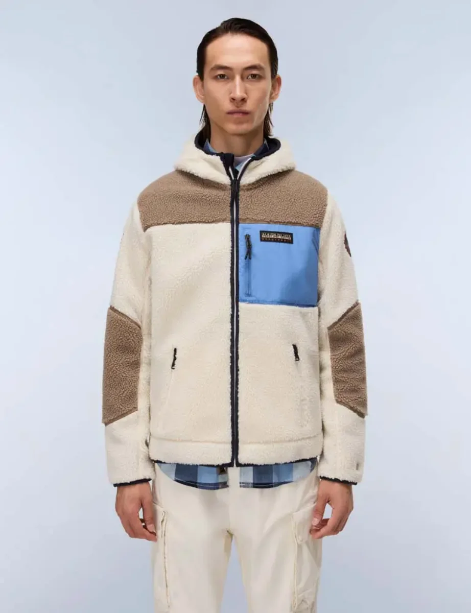 Napapijri Yupik Full Zip Fleece Hoodie | Cream
