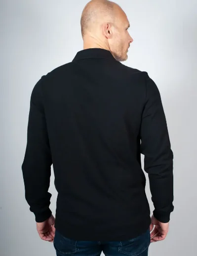 Fred Perry Long Sleeve Plain Polo Shirt | Black
