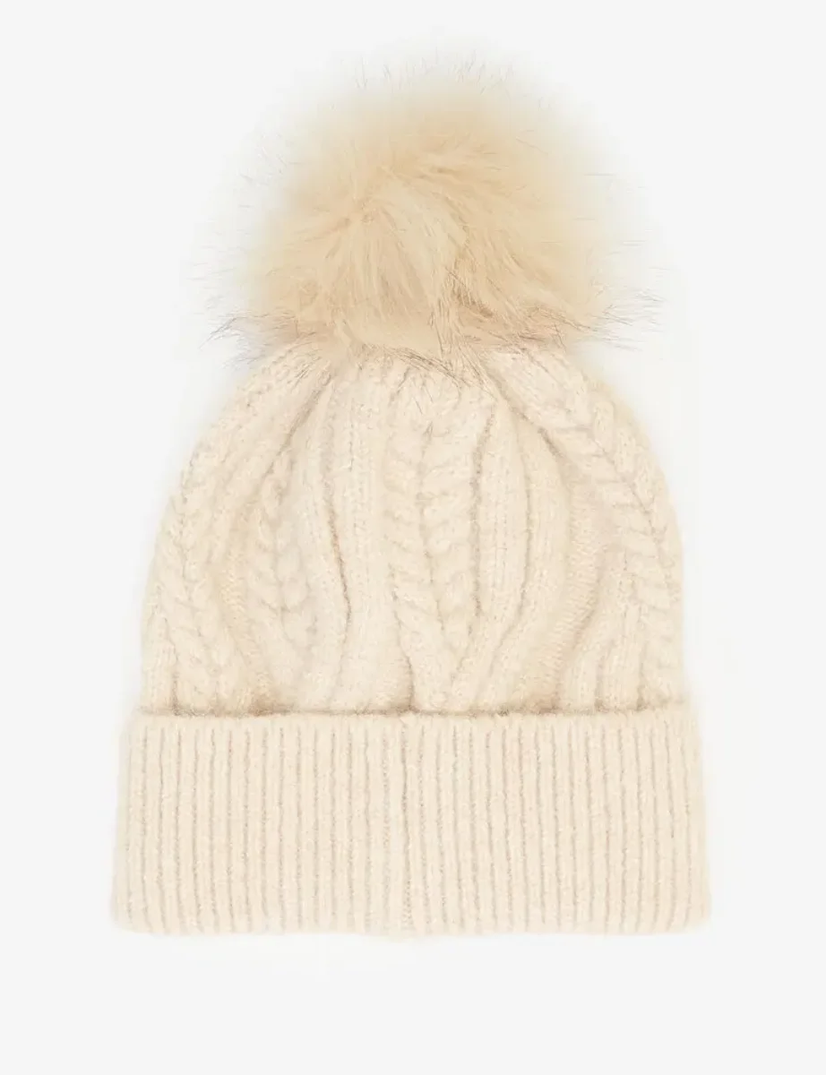 Barbour Elsdon Cable-Knit Beanie | Eggshell