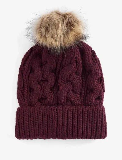 Picture of Barbour Women's Penshaw Cable Knit Beanie | Bordeaux