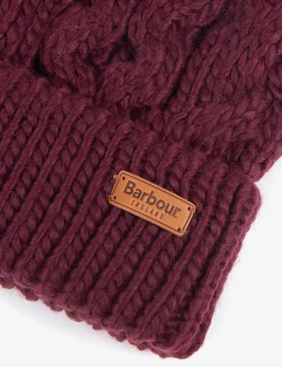 Picture of Barbour Women's Penshaw Cable Knit Beanie | Bordeaux