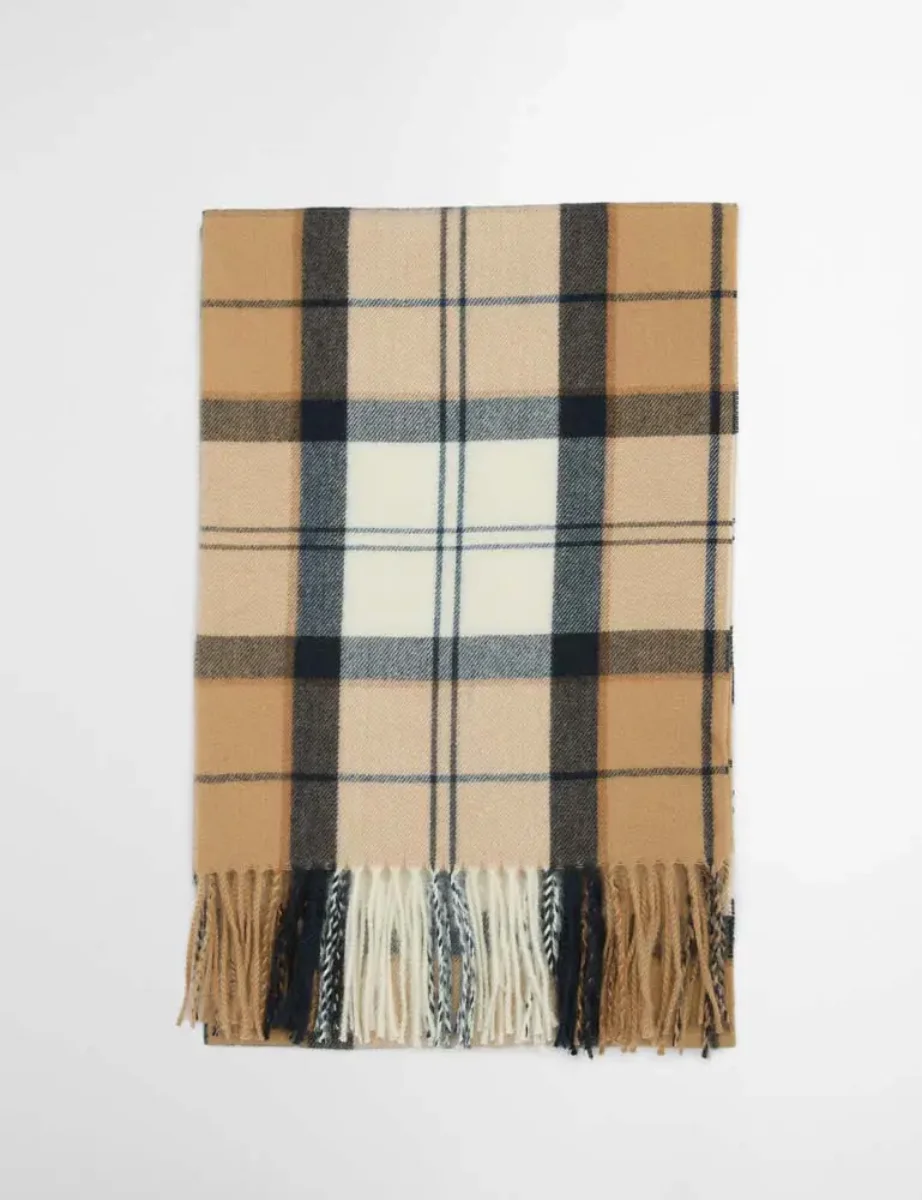 Picture of Barbour Womens Hailes Tartan Scarf | Hessian Navy Tartan