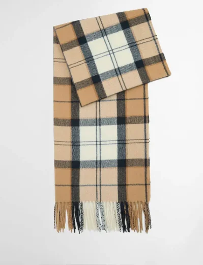 Picture of Barbour Womens Hailes Tartan Scarf | Hessian Navy Tartan