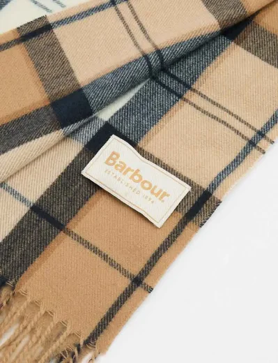 Picture of Barbour Womens Hailes Tartan Scarf | Hessian Navy Tartan