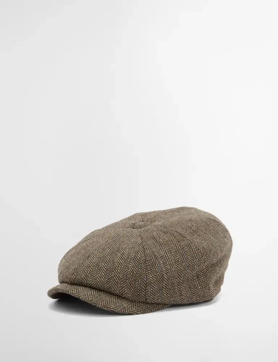 Barbour Fyne Tweed Baker Boy Hat | Brown
