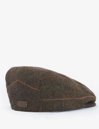 Barbour Men's Cheviot Flat Cap | Olive Herringbone