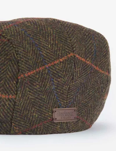 Barbour Men's Cheviot Flat Cap | Olive Herringbone