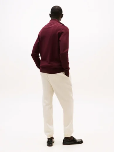 Tommy Hilfiger Essential Cotton Zip Mock | Burgundy