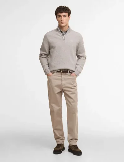 Barbour Grangetown Half Zip Jumper | Light Grey