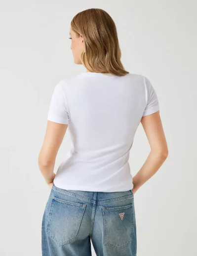 Guess Mini Triangle Logo Tee | White