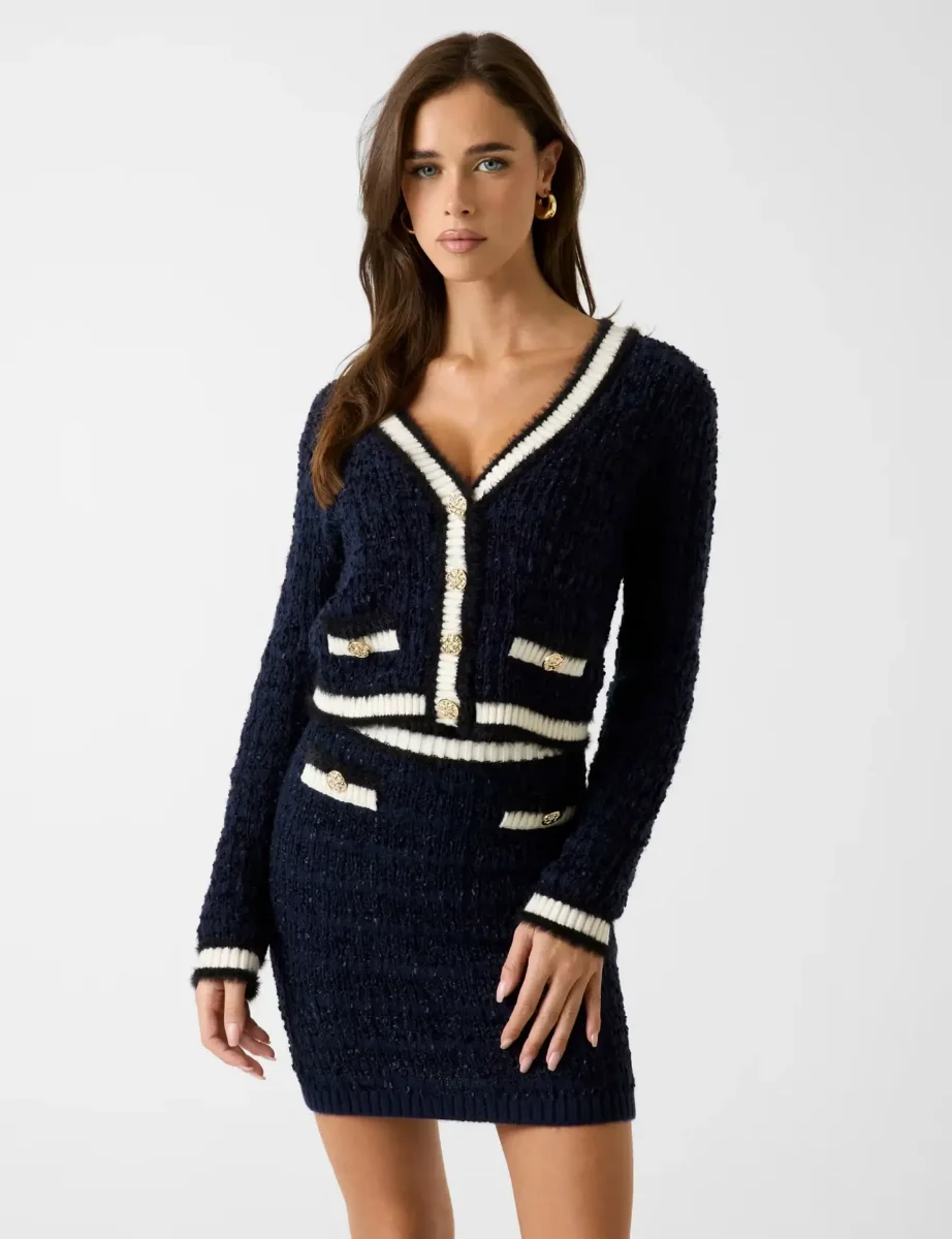 Guess Textured Knit Cardigan | Dark Blue