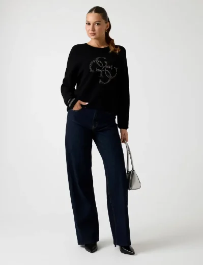Guess Studded Logo Sweater | Black