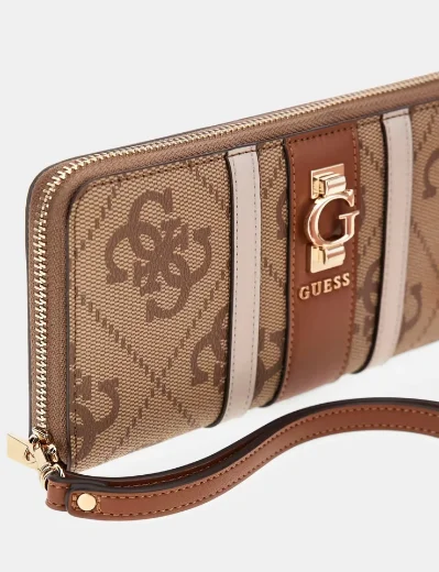 Guess Erenia 4G Logo Large Zip-around Purse | Brown 