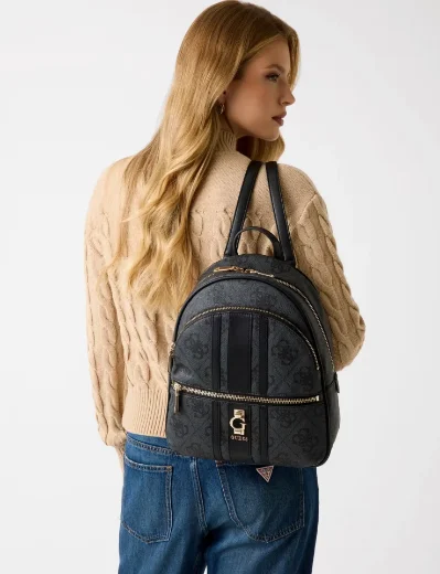 Guess Women's Erenia 4G Logo Backpack / Coal