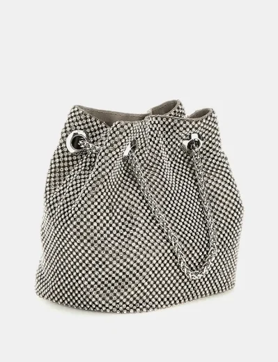 Guess Women's Zalina Rhinestone Mesh Mini Handbag / Silver