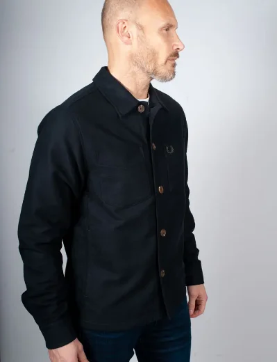 Fred Perry Brushed Twill Overshirt | Black