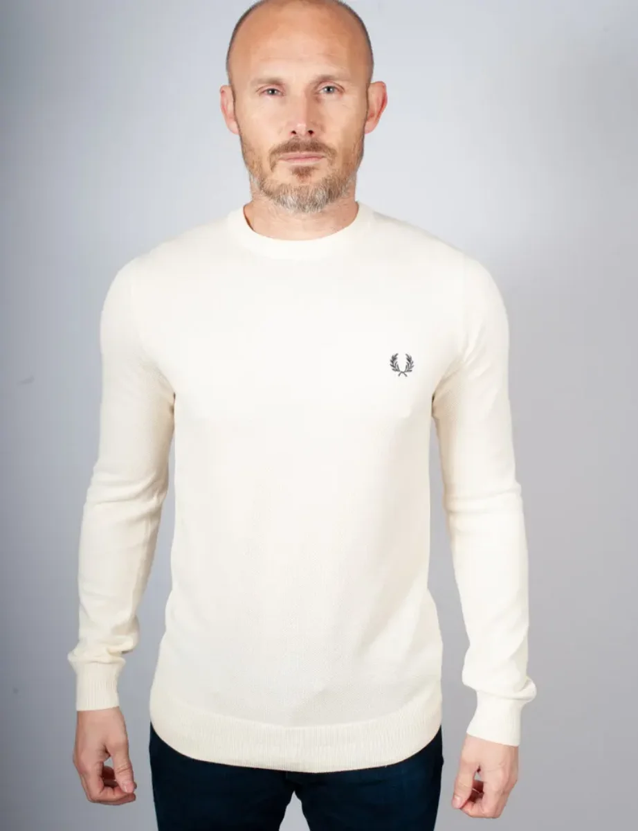 Fred Perry Pique Stitch Knitted Jumper | Ecru