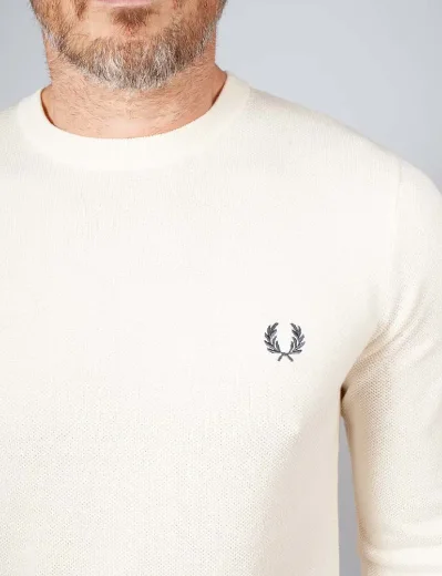 Fred Perry Pique Stitch Knitted Jumper | Ecru