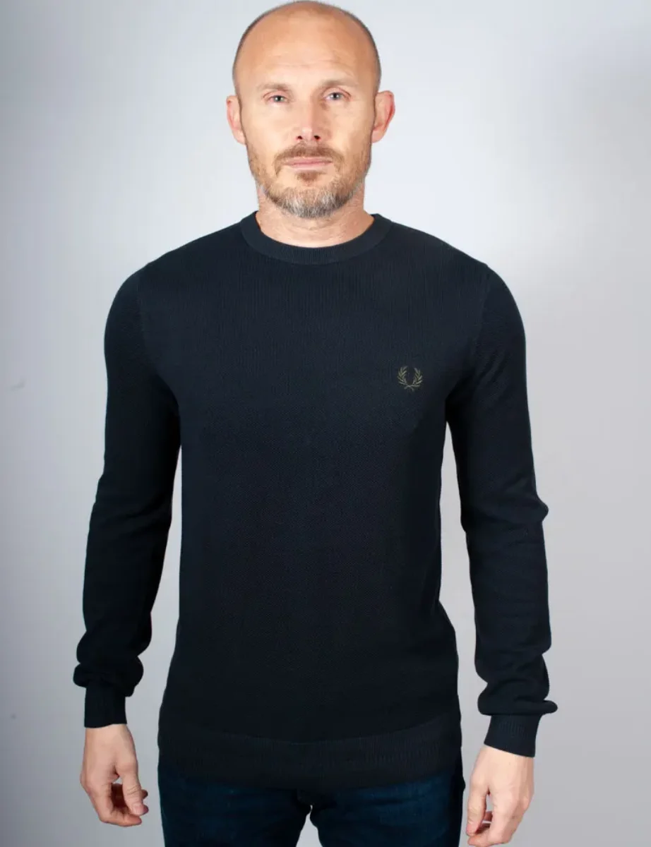 Fred Perry Pique Stitch Knitted Jumper | Navy