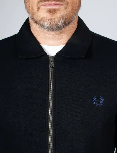 Fred Perry Zip Through Collared Sweatshirt | Black