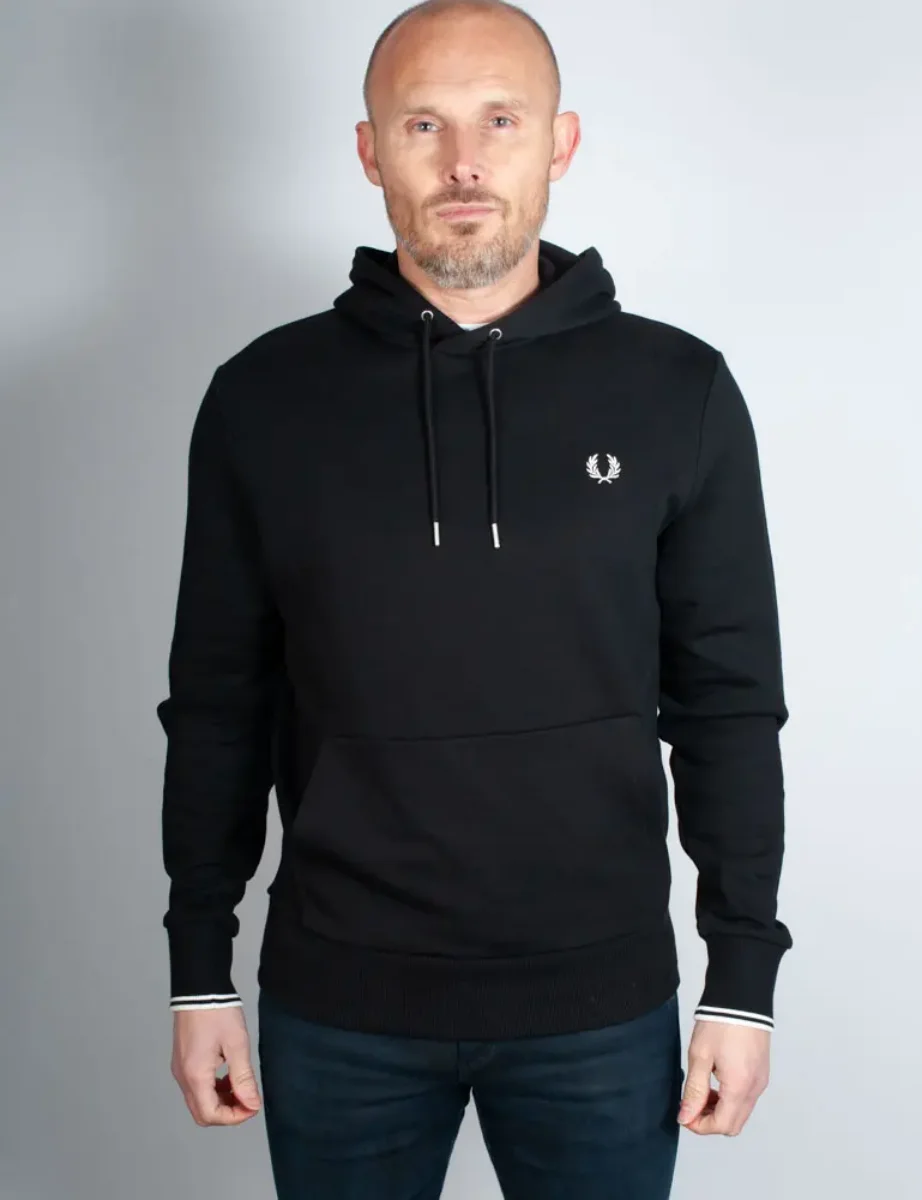 Fred Perry Tipped Hooded Sweatshirt Black