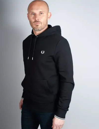 Fred Perry Tipped Hooded Sweatshirt Black