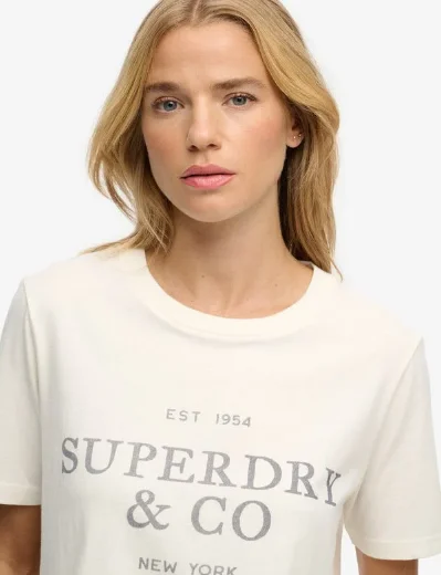 Superdry Luxe Casual Relaxed T-Shirt | Cream