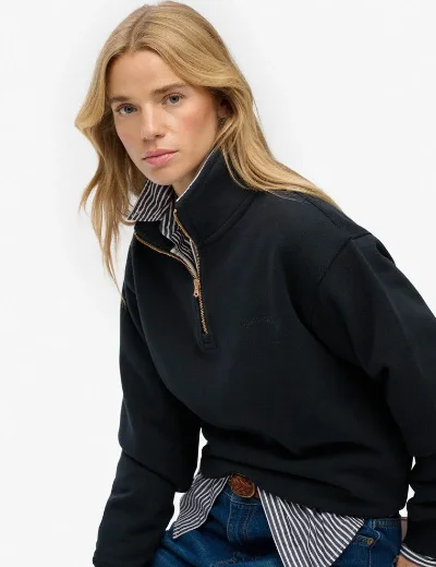 Superdry Essential Logo Embroidered Half Zip | Navy