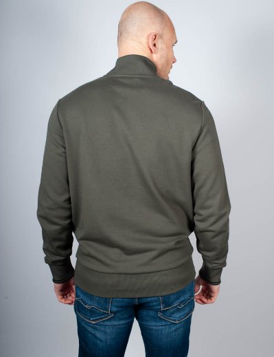 Fred Perry Half Zip Sweatshirt | Field Green / Black