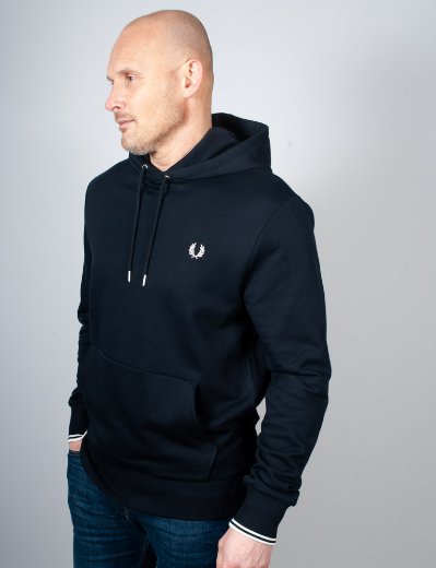 Fred Perry Tipped Hooded Sweat | Navy 