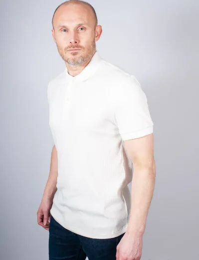 Lacoste Ribbed Cotton Jersey Polo Shirt | Flour