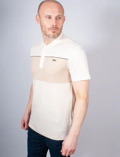 Lacoste Regular Fit Colour-Block Pique Polo | Cream/Beige