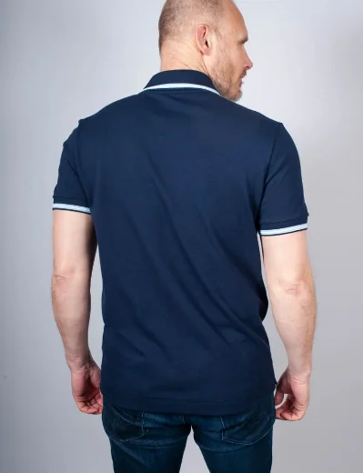 Lacoste Regular Fit Stripe Collar Polo Shirt | Navy